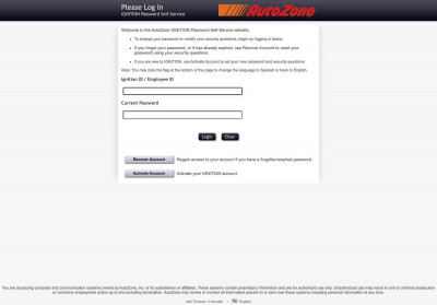 IGNITION Password Self-Service - AutoZone IGNITION Password Self-Service - AutoZone
