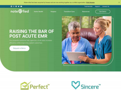 Note-e-fied: Raising The Bar In Post Acute EHR! Note-e-fied: Raising The Bar In Post Acute EHR!