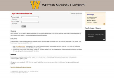 WMU Course Reserves WMU Course Reserves