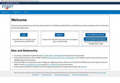 Welcome - EFAST2 Filing - US Department of Labor Welcome - EFAST2 Filing - US Department of Labor