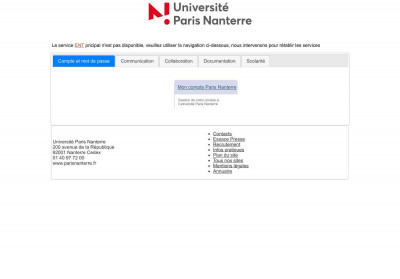 ENT PARIS NANTERRE - Université Paris Nanterre ENT PARIS NANTERRE - Université Paris Nanterre
